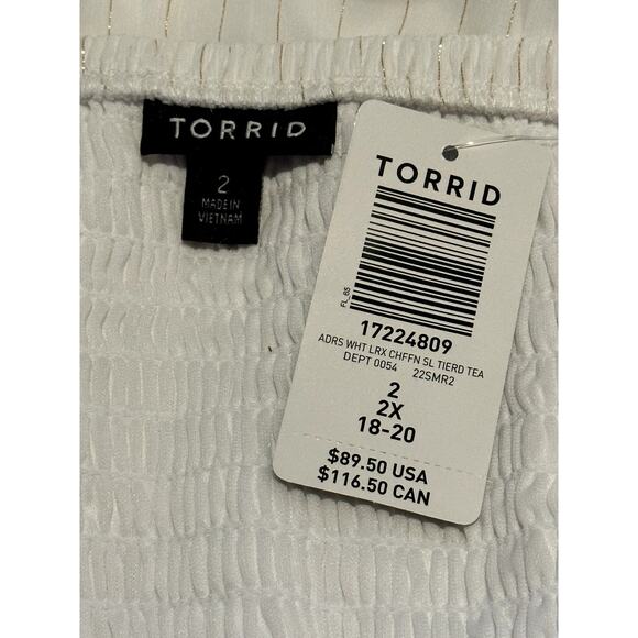 Torrid NWT White Gold Chiffon Lurex Tiered Maxi Dress Sleeveless Size 2 (XXL) - Picture 7 of 11